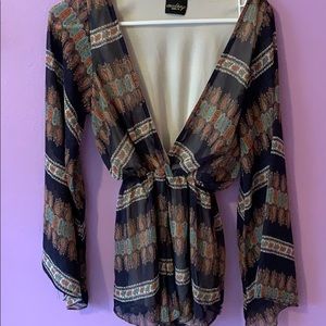 Flared Long Sleeve Romper